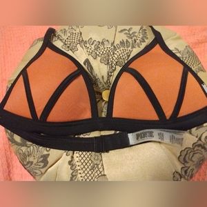 Victoria's Secret Bikini Top Spaghetti Tie Straps, Multi Color Womens Size S EUC